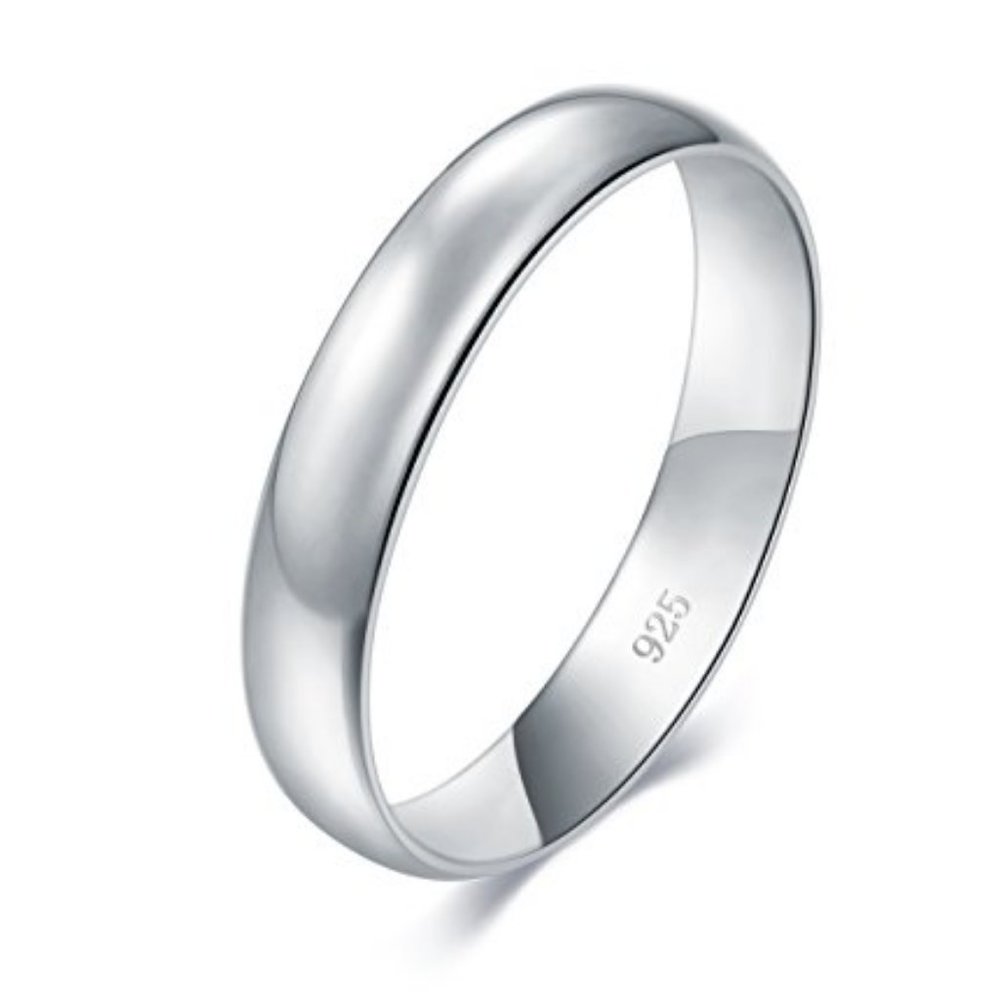 925 Sterling Ring Comfort Fit Wedding Band 6 mm